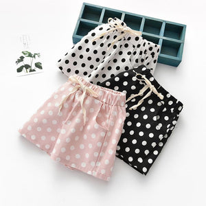 Girls Dot Print Bow Shorts