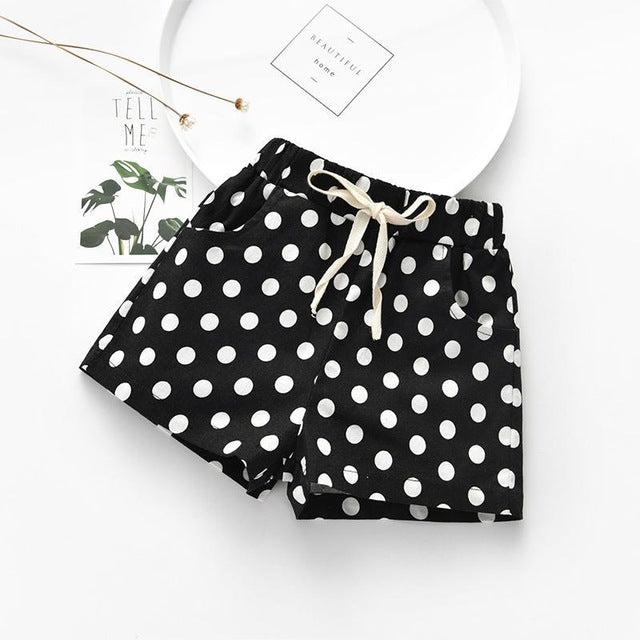 Girls Dot Print Bow Shorts