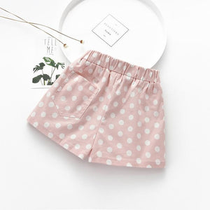 Girls Dot Print Bow Shorts