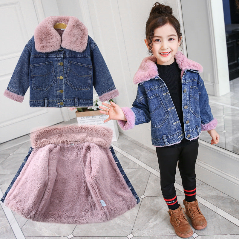 Girls Fur Denim Coats