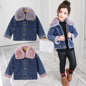 Girls Fur Denim Coats