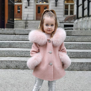 Girls Woolen Fur Coat