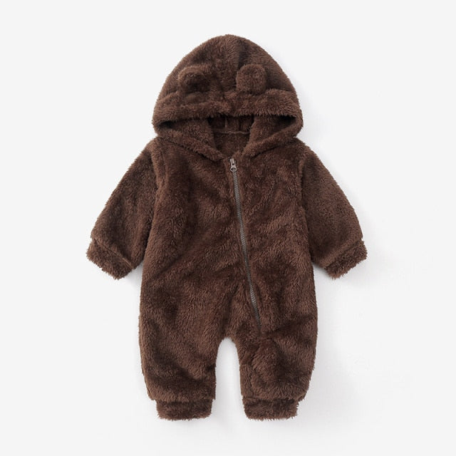 Unisex Bear Zipper Long Sleeve  Rompers with Hoddies