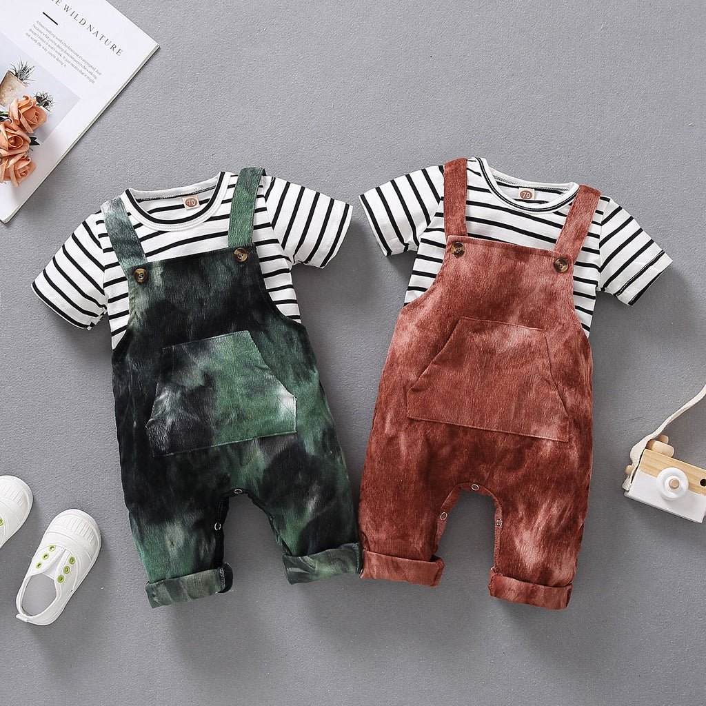 Boys Leisure Striped T-shirt + Bib Boys 2pcs