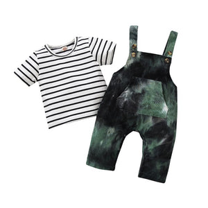 Boys Leisure Striped T-shirt + Bib Boys 2pcs