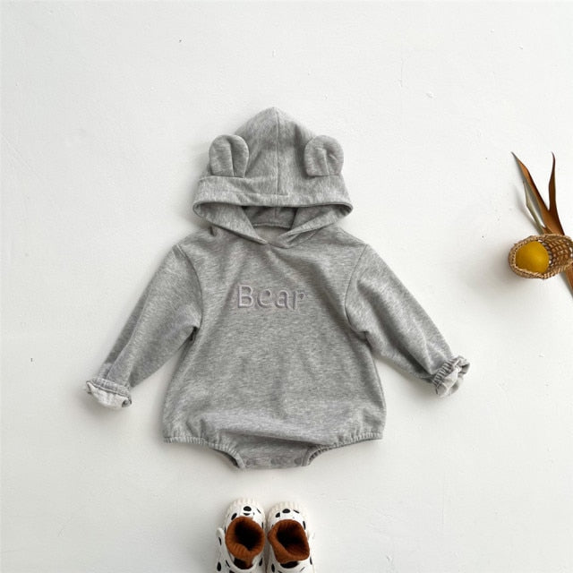 Cute Bear Ear Long Sleeve Rompers